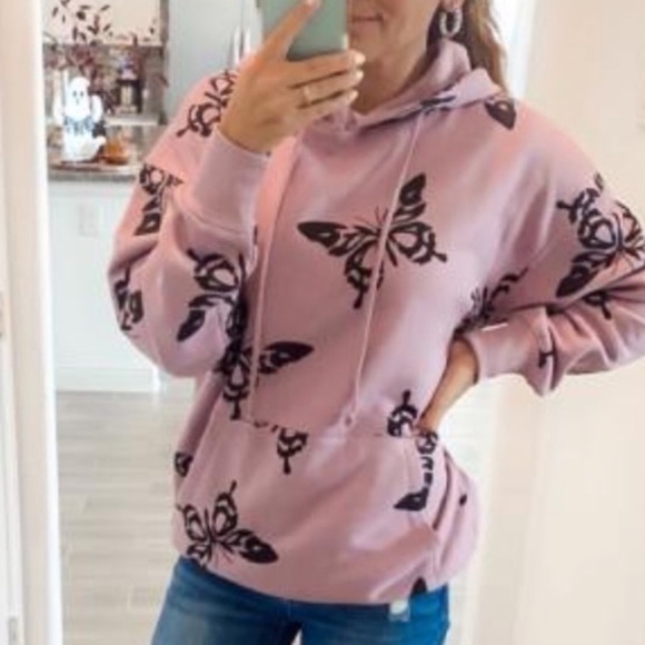 Wild fable purple & black butterfly hoodie new - Picture 4 of 8